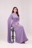 Lilac maxi dress, elegant evening gown, drape sleeve dress, modest formal dress, flowing sleeve maxi dress, luxury occasion wear, pastel purple gown, sophisticated women’s fashion, wedding guest outfit, timeless elegant dress.
